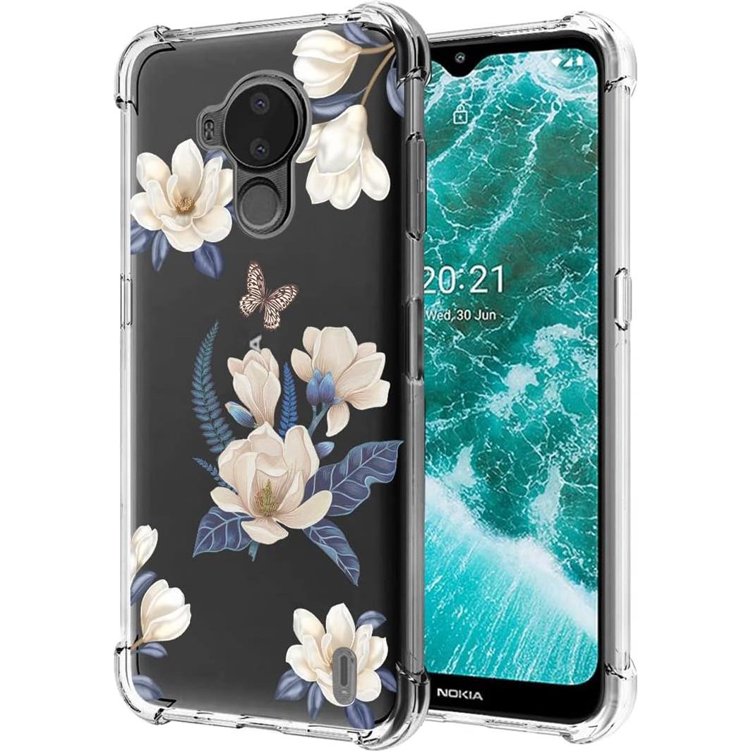 Funda protectora TPU para Nokia C30 - Flor blanca - Delgado