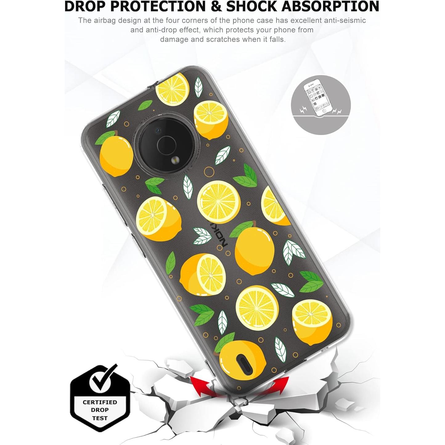 Funda TPU Suave para Nokia C200 - Paquete de 3, Floral Limón