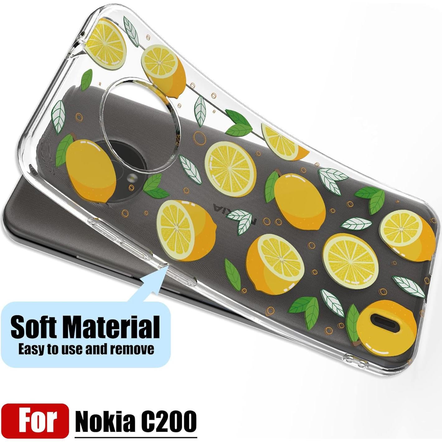 Funda TPU Suave para Nokia C200 - Paquete de 3, Floral Limón