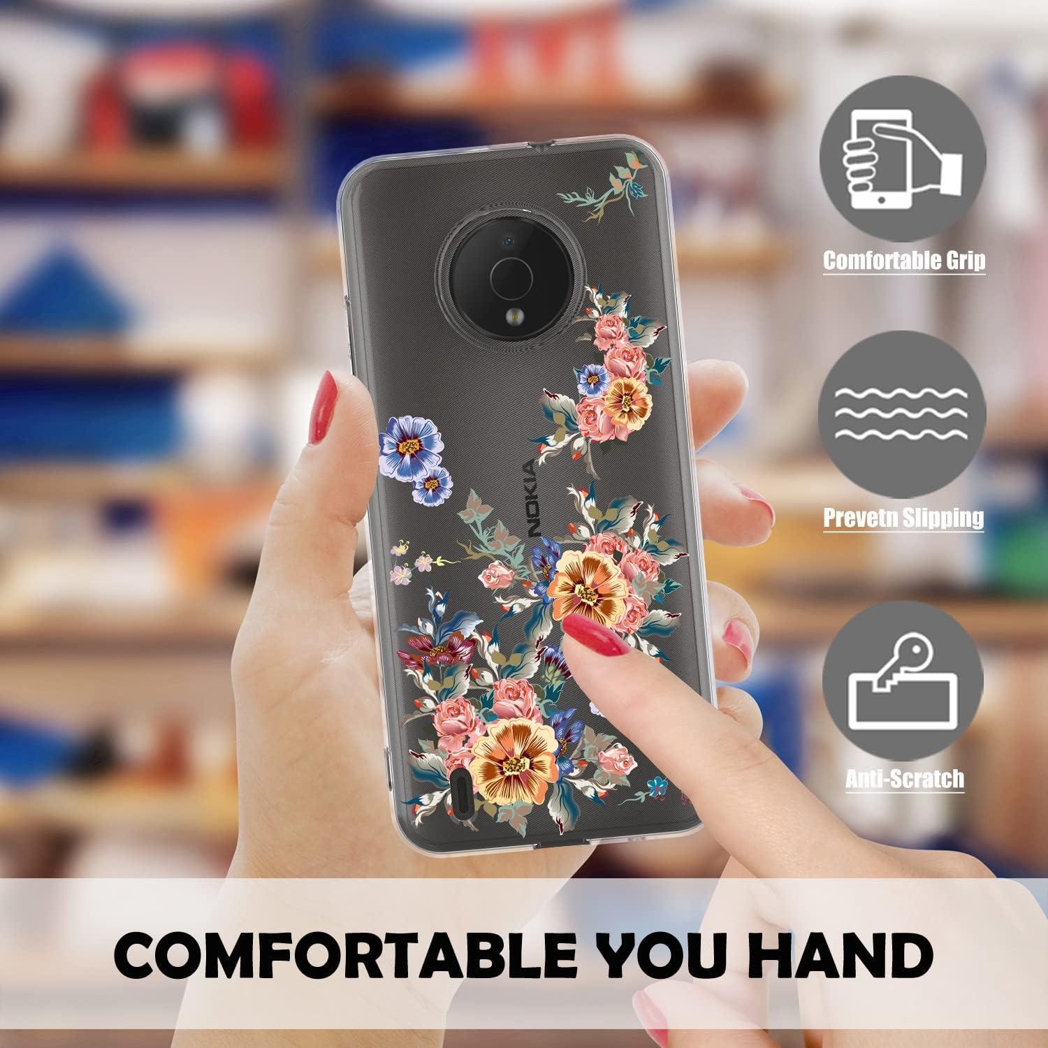 Funda TPU Suave para Nokia C200 - Paquete de 3, Floral Limón