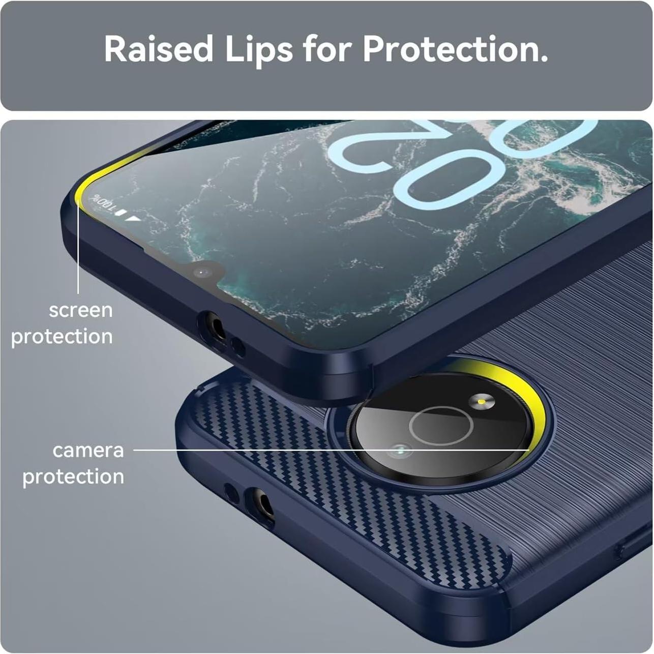 Funda TPU Fibra de Carbono Gufuwo para Nokia C200 Azul