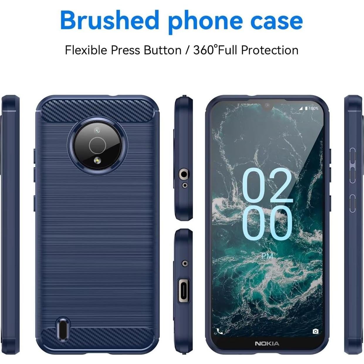 Funda TPU Fibra de Carbono Gufuwo para Nokia C200 Azul