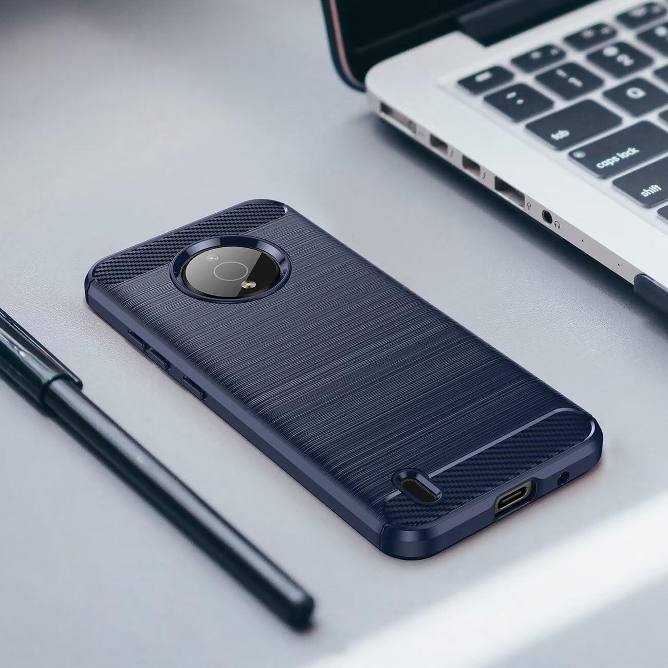 Funda TPU Fibra de Carbono Gufuwo para Nokia C200 Azul