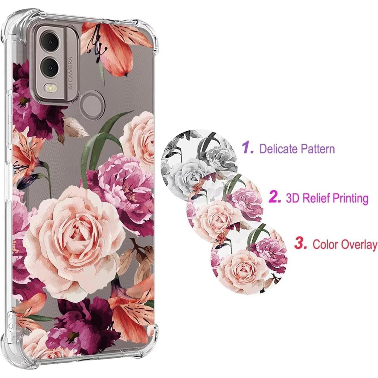 Funda protectora TPU Nokia G11 Plus - Floral Púrpura
