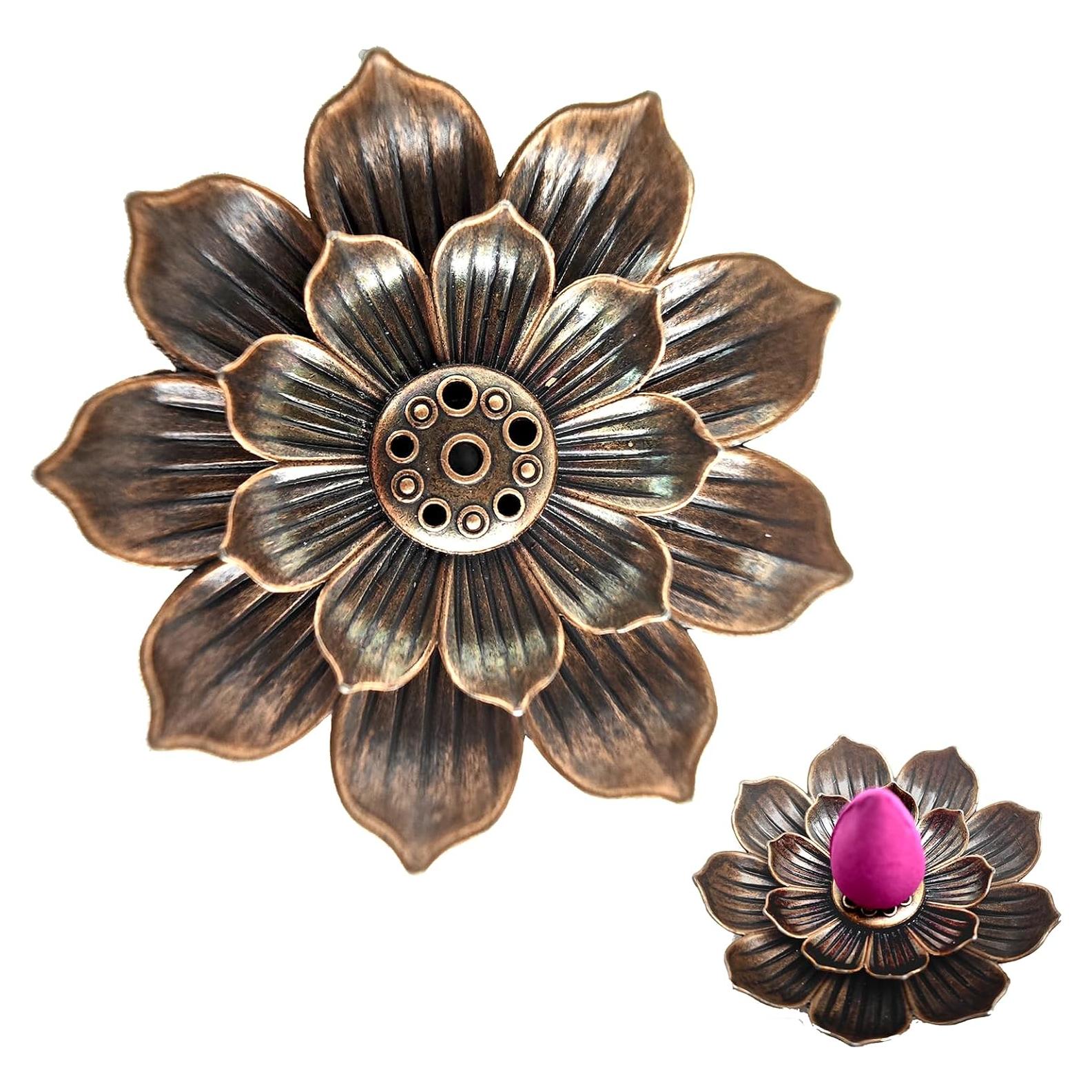 Soporte de Incienso AMASSIVEROCK Loto de Zinc - 5.8 cm