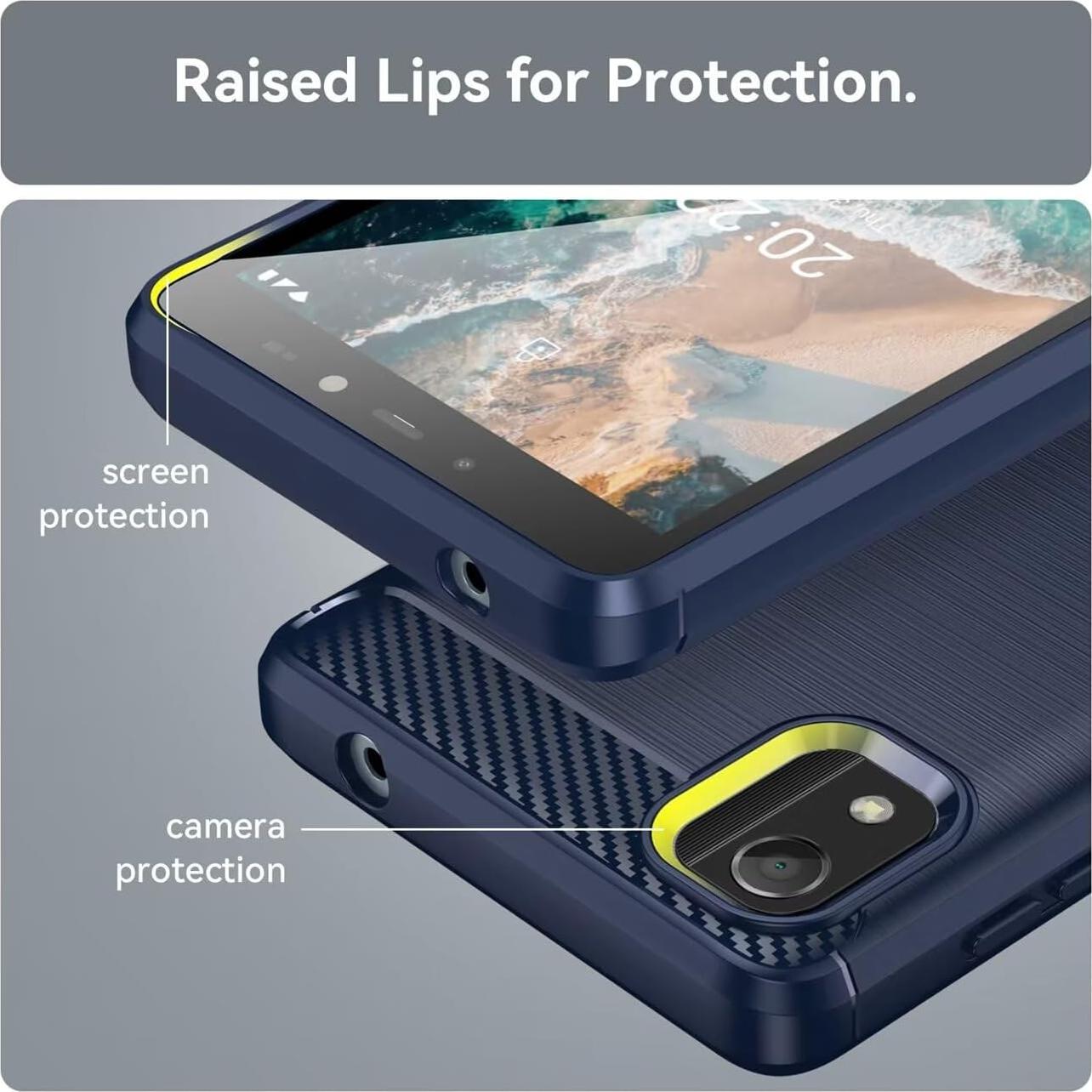 Funda delgada TPU fibra de carbono Gufuwo para Nokia C2 2da Edición