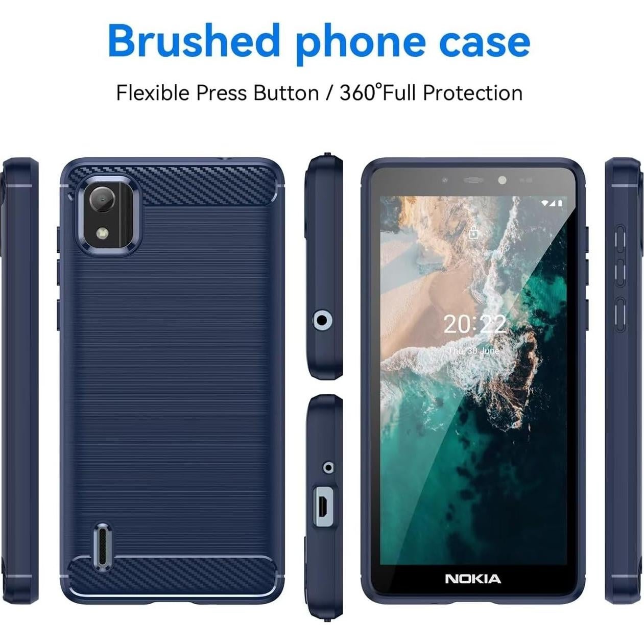 Funda delgada TPU fibra de carbono Gufuwo para Nokia C2 2da Edición