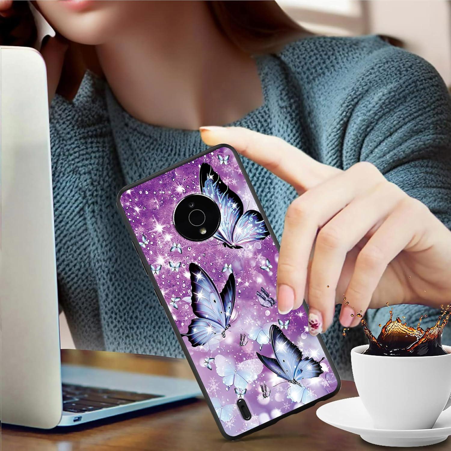 Funda TPU JYCUHTCL para Nokia C200 6.1" Mariposas Brillo