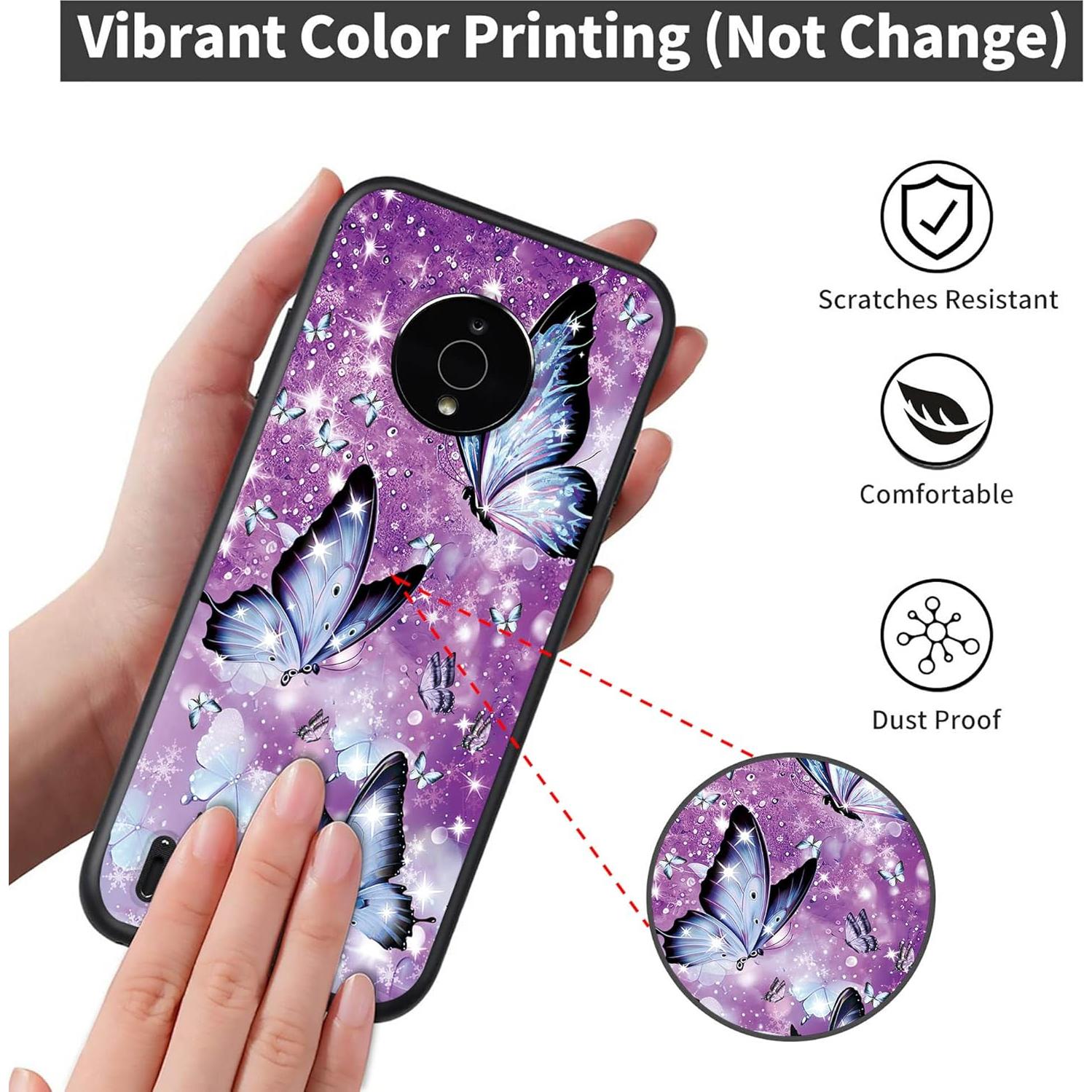 Funda TPU JYCUHTCL para Nokia C200 6.1" Mariposas Brillo
