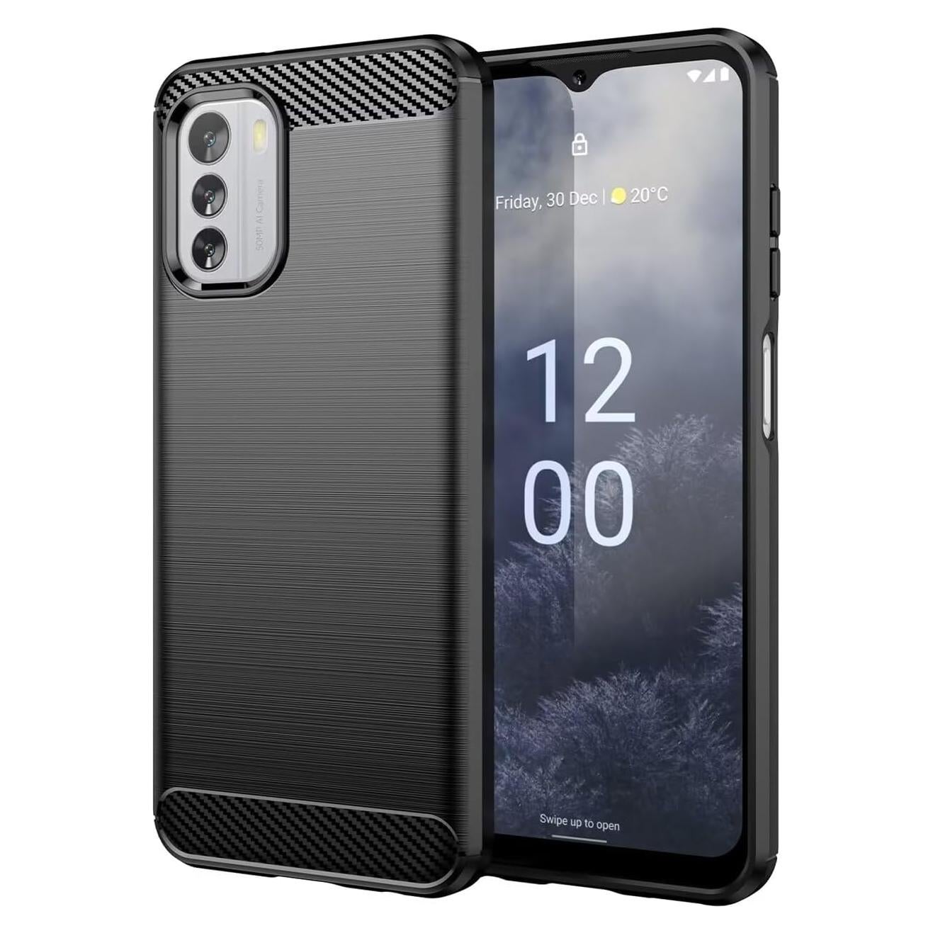 Funda para Nokia G60 - TPU Fibra de Carbono Negra Ultra Delgado