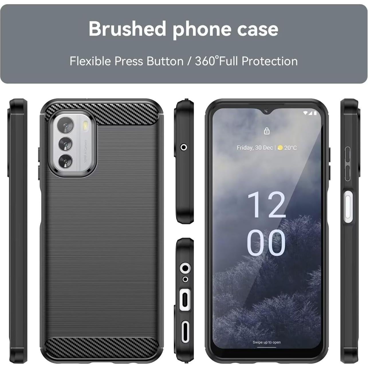 Funda para Nokia G60 - TPU Fibra de Carbono Negra Ultra Delgado