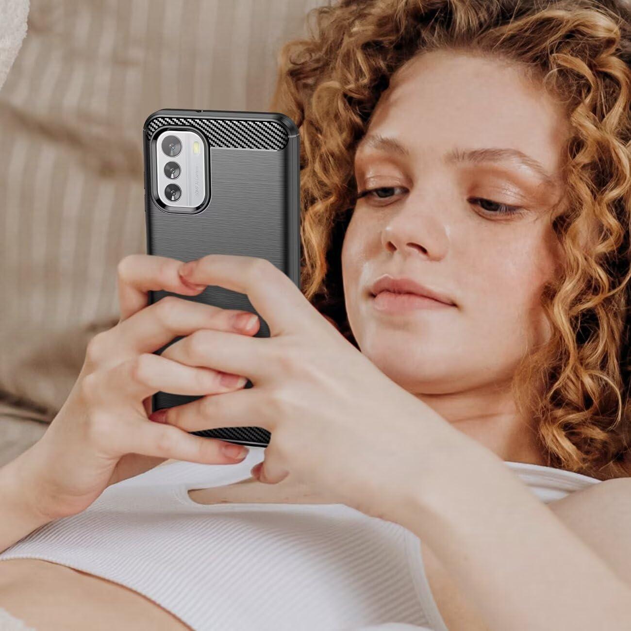 Funda para Nokia G60 - TPU Fibra de Carbono Negra Ultra Delgado