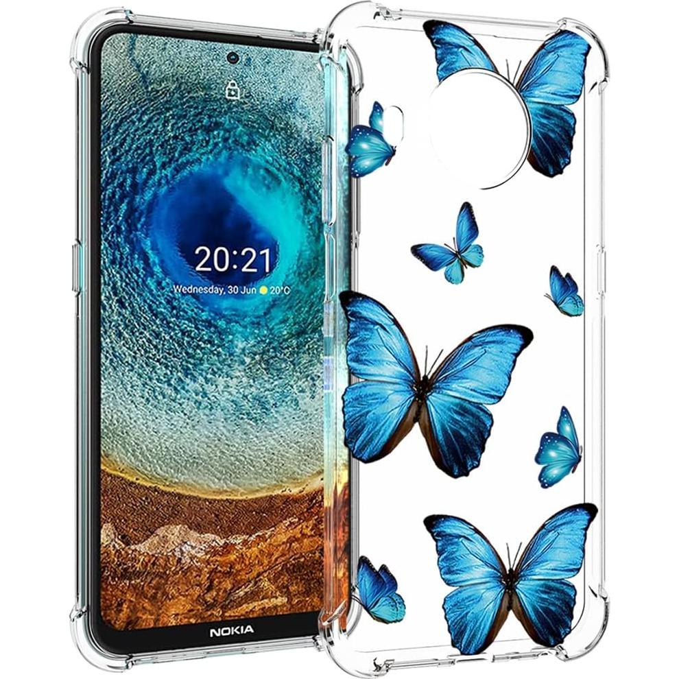 Funda TPU para Nokia X10/X20 - Parachoques Flexible Azul Mariposa