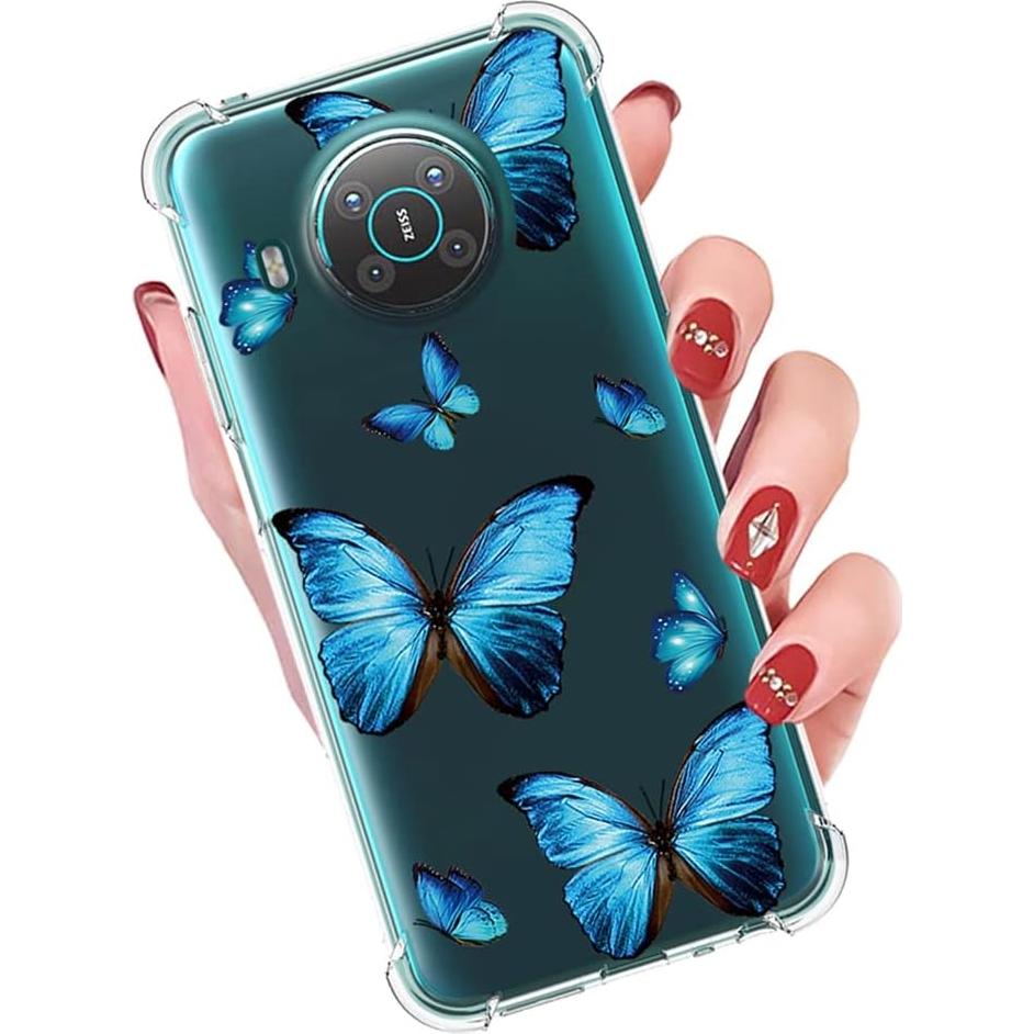 Funda TPU para Nokia X10/X20 - Parachoques Flexible Azul Mariposa