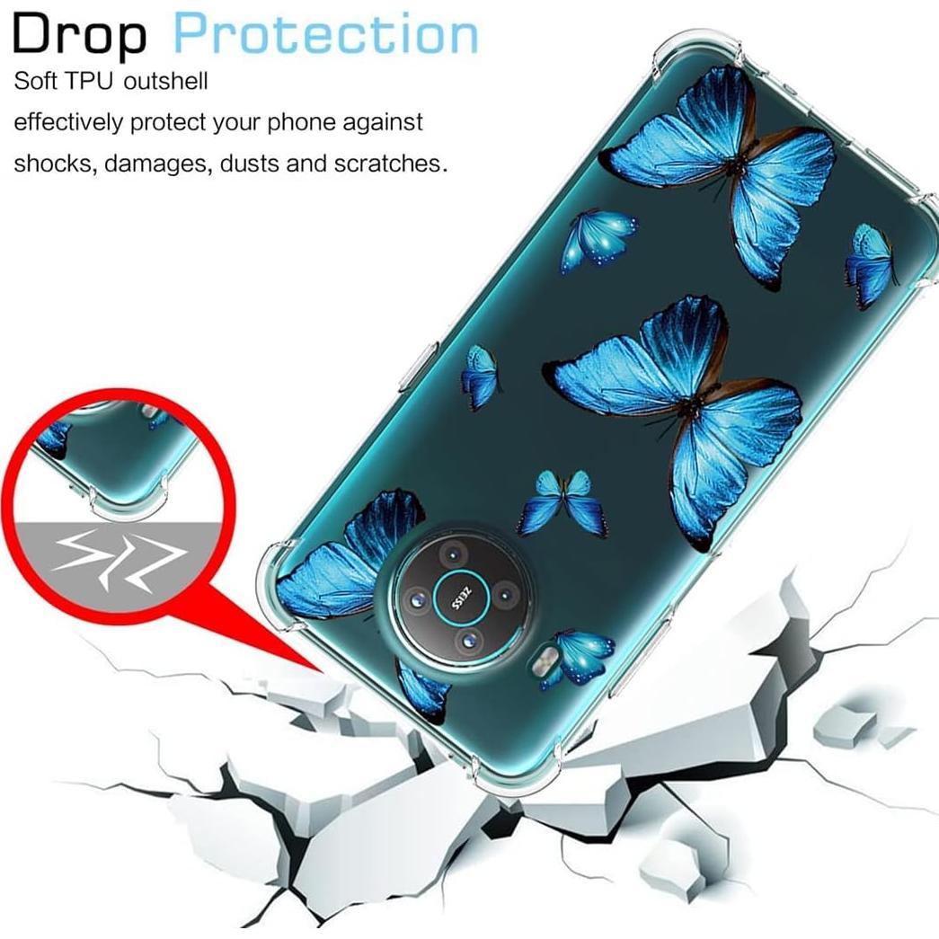 Funda TPU para Nokia X10/X20 - Parachoques Flexible Azul Mariposa