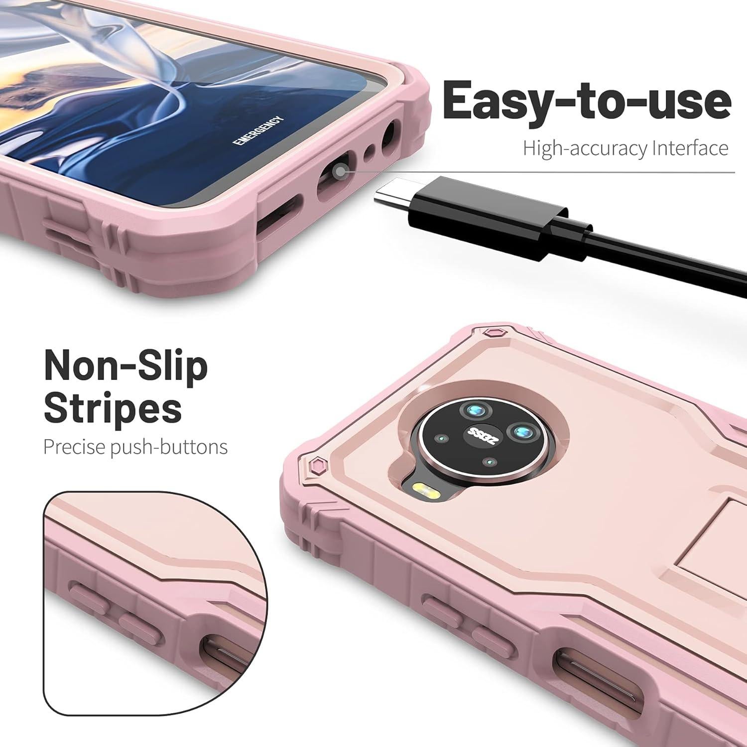 Funda ExoGuard Rosa para Nokia 8 V 5G UW y 8.3 con Soporte