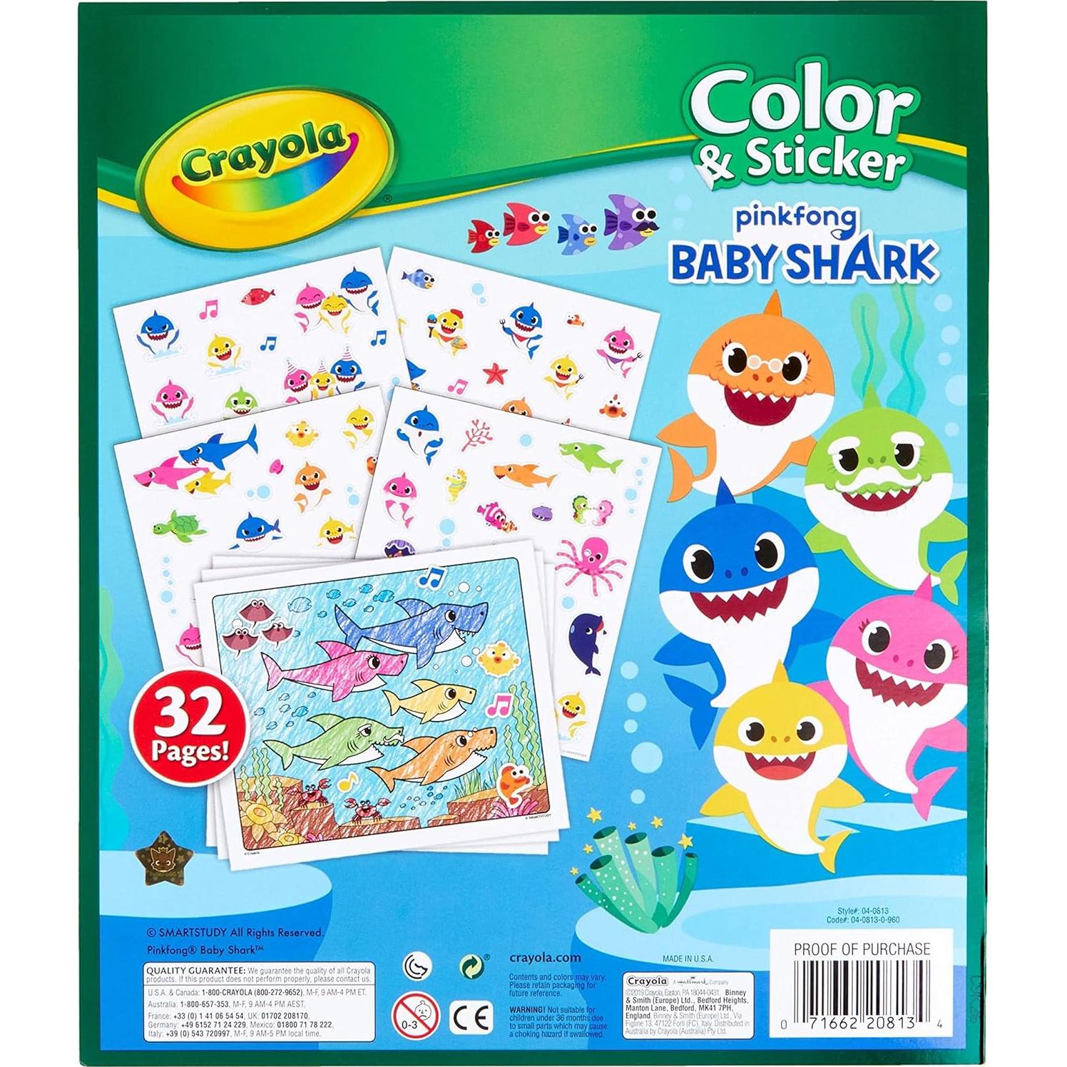 Libro de Colorear y Stickers Crayola Baby Shark 32 Páginas