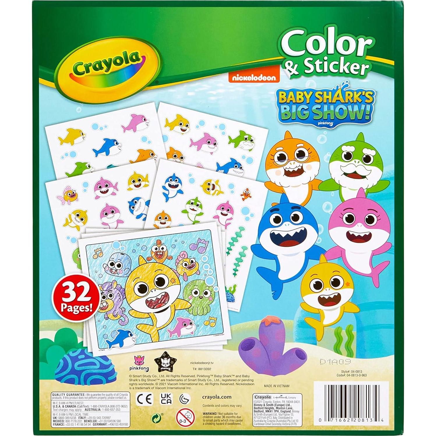 Libro de Colorear y Stickers Crayola Baby Shark 32 Páginas