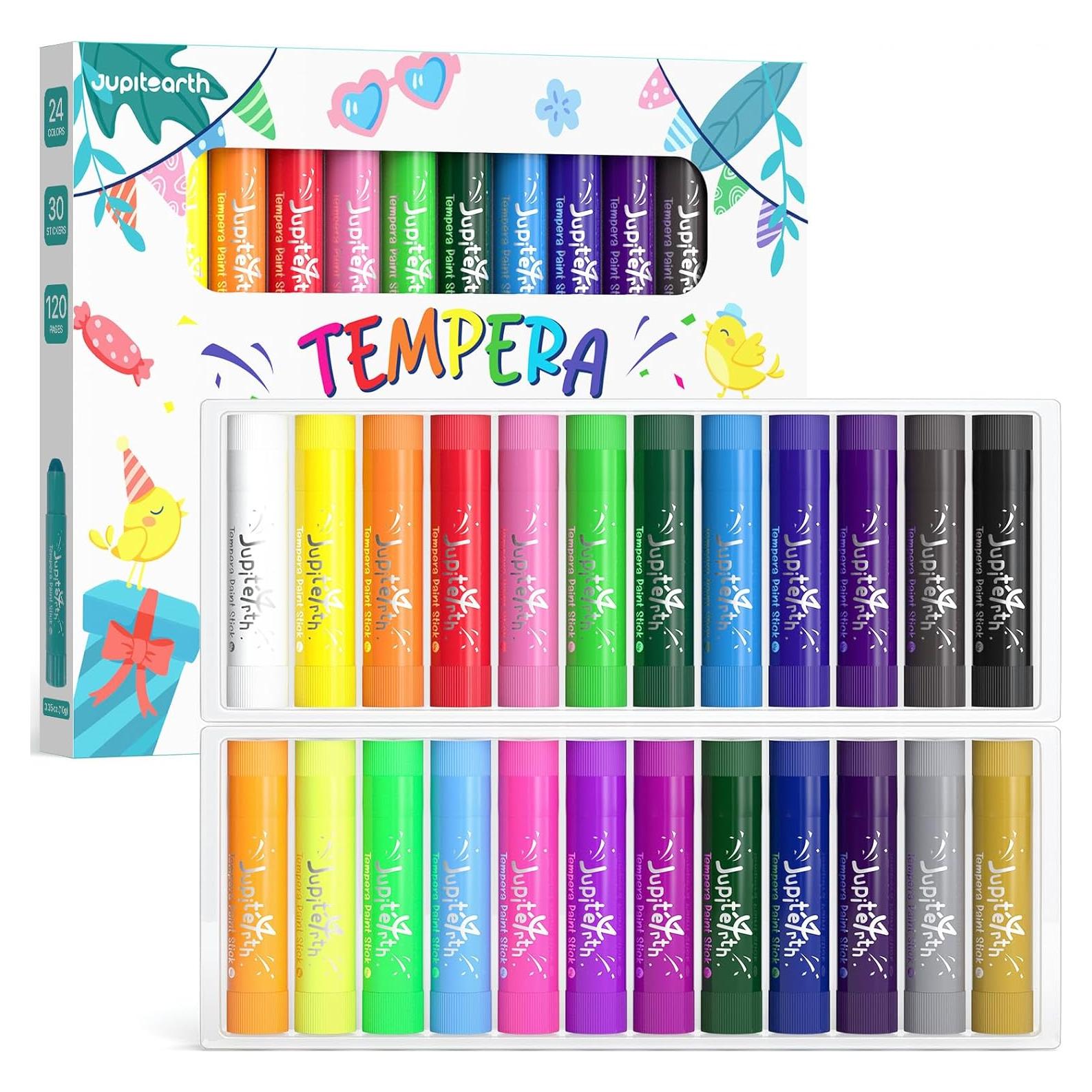 Palitos de Pintura Tempera JUPITEARTH 24 Colores No Tóxicos