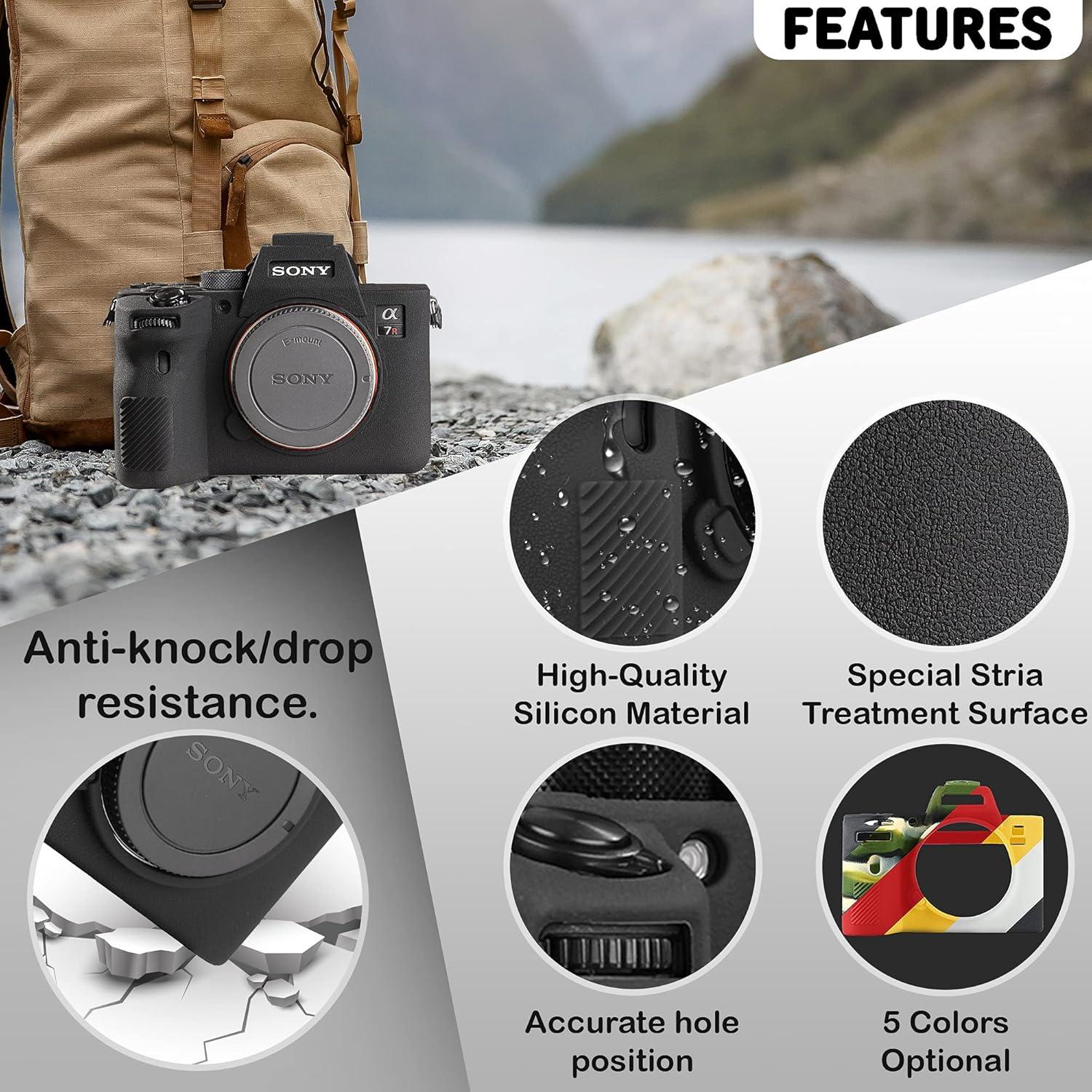 Funda de cámara STSEETOP para Sony A7RIV A7R4 - Silicona Negra