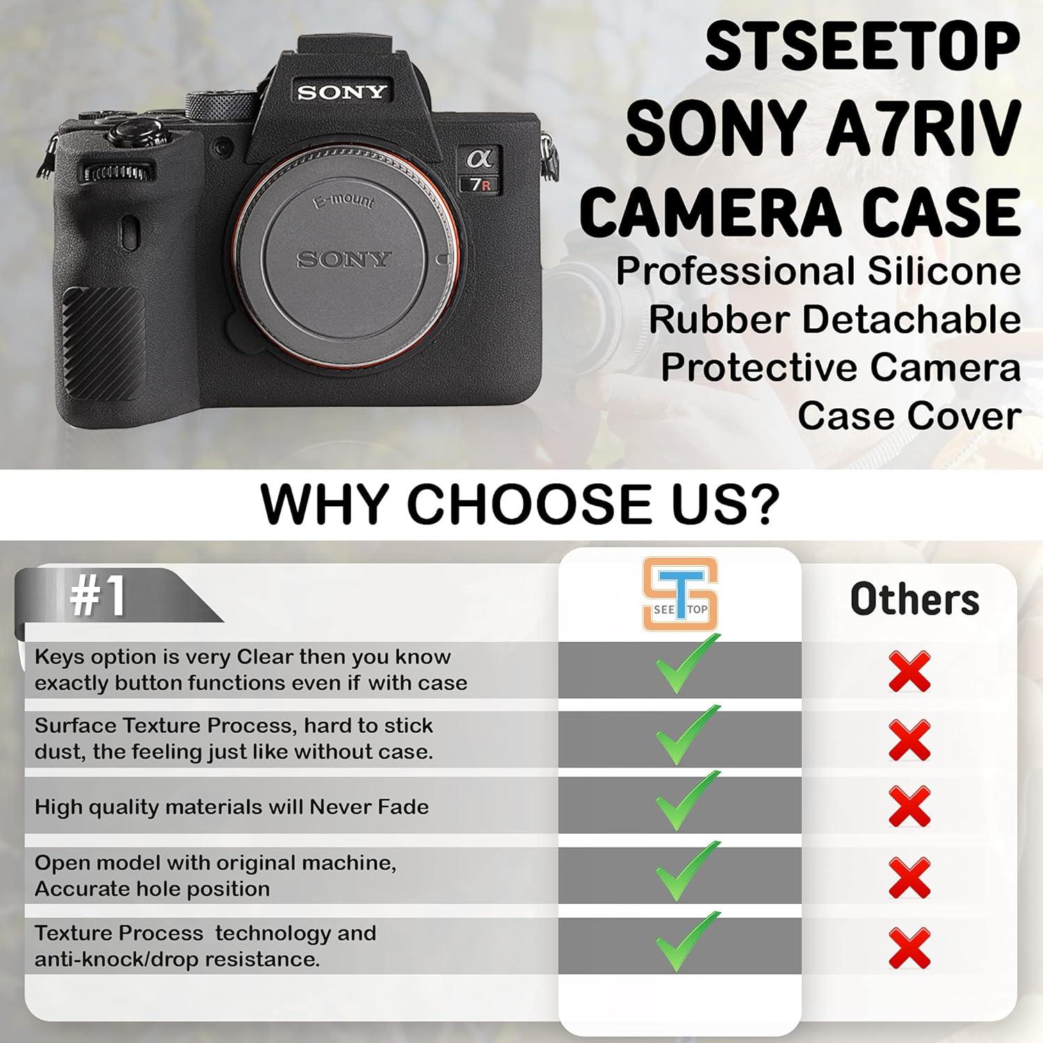 Funda de cámara STSEETOP para Sony A7RIV A7R4 - Silicona Negra