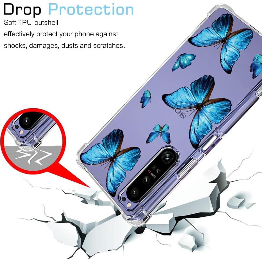 Funda Bumper Flexible TPU Sony Xperia 1 III Mariposa Azul