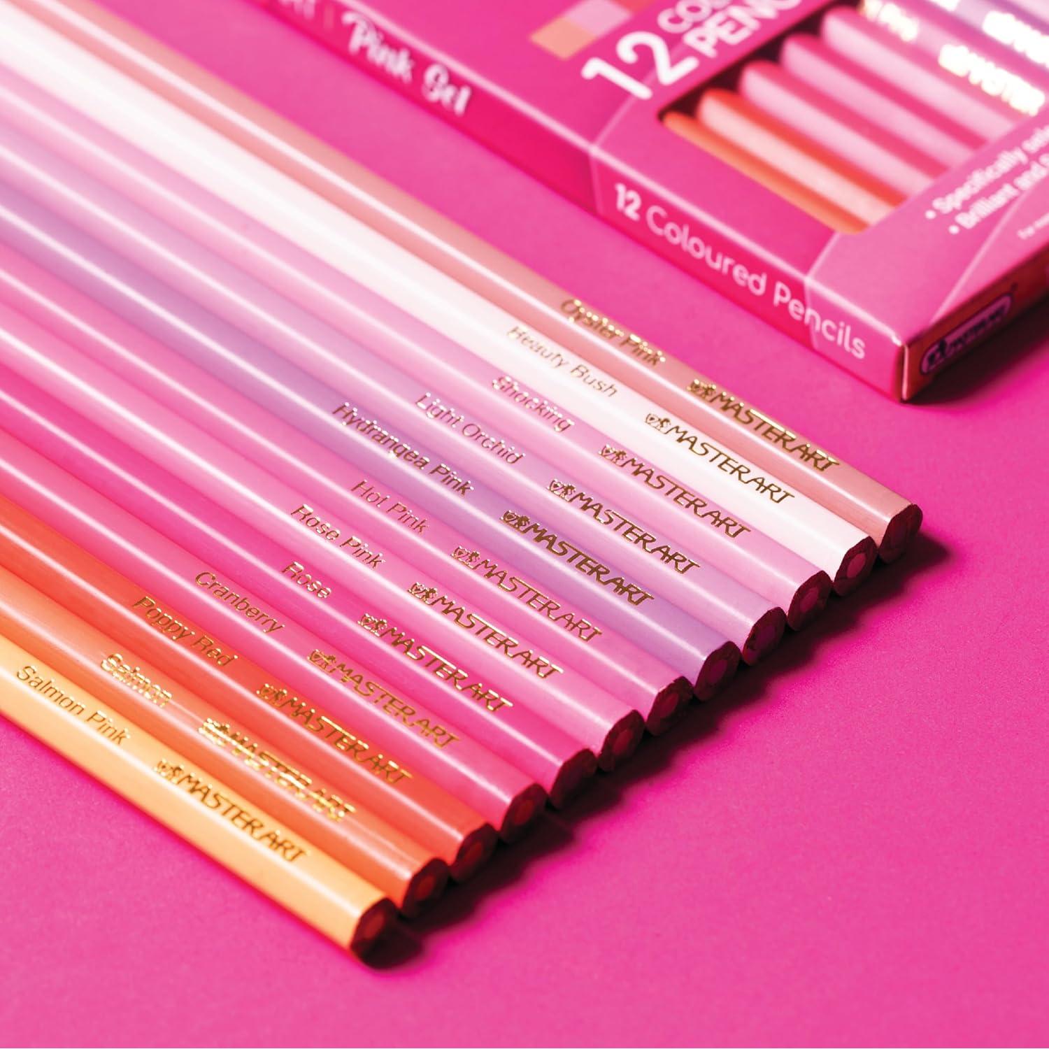 Lápices de Colores MASTERART 12 Colores Rosa Hexagonal