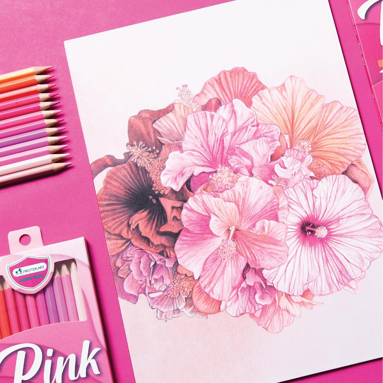 Lápices de Colores MASTERART 12 Colores Rosa Hexagonal