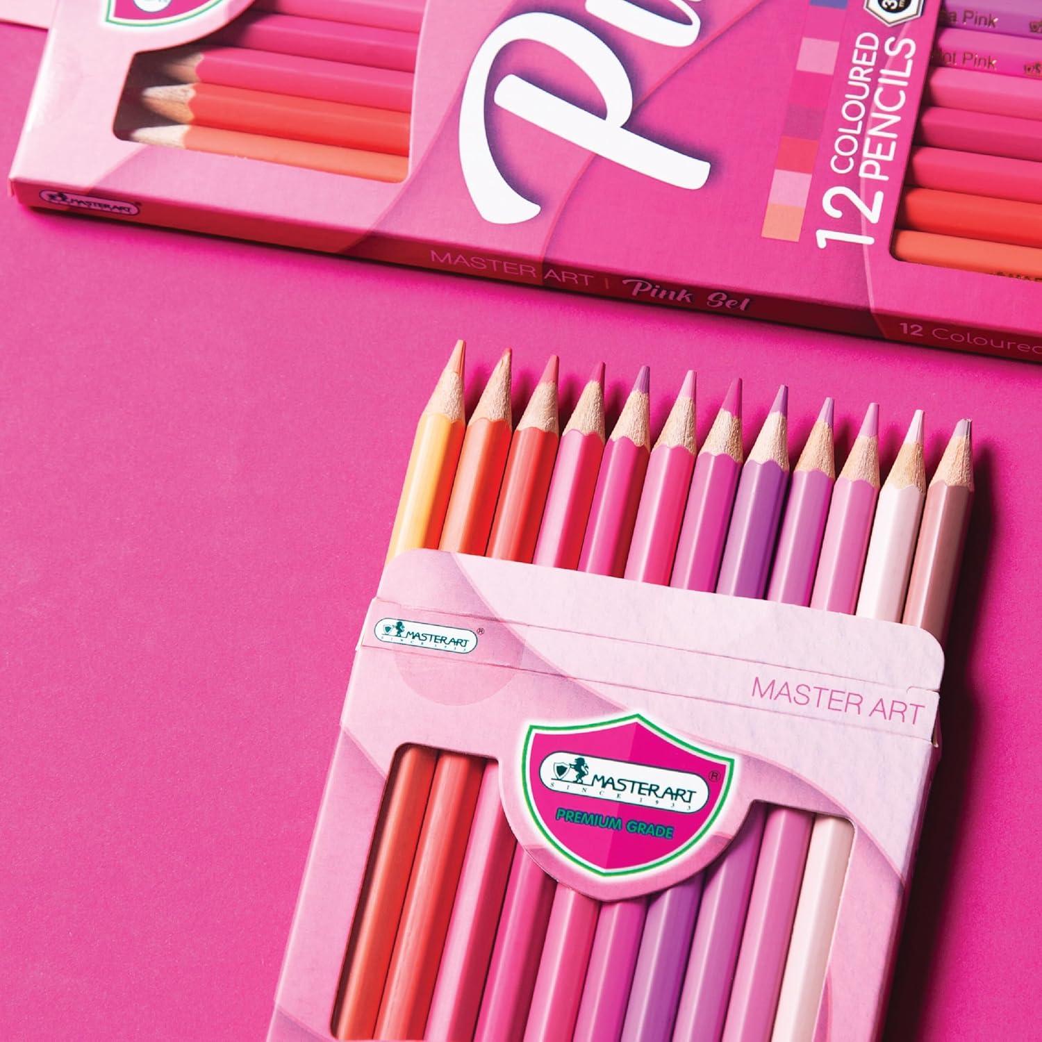 Lápices de Colores MASTERART 12 Colores Rosa Hexagonal