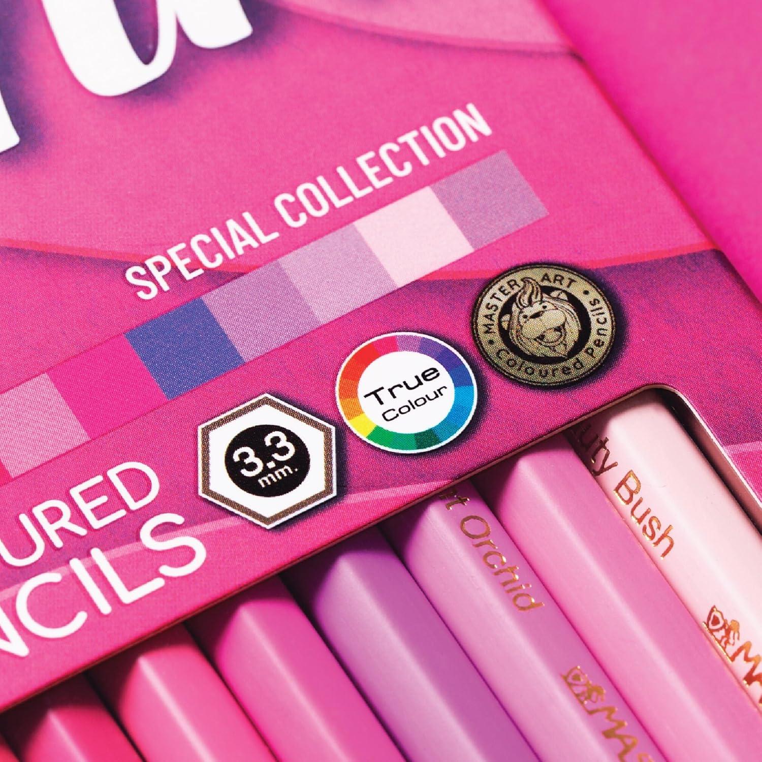 Lápices de Colores MASTERART 12 Colores Rosa Hexagonal