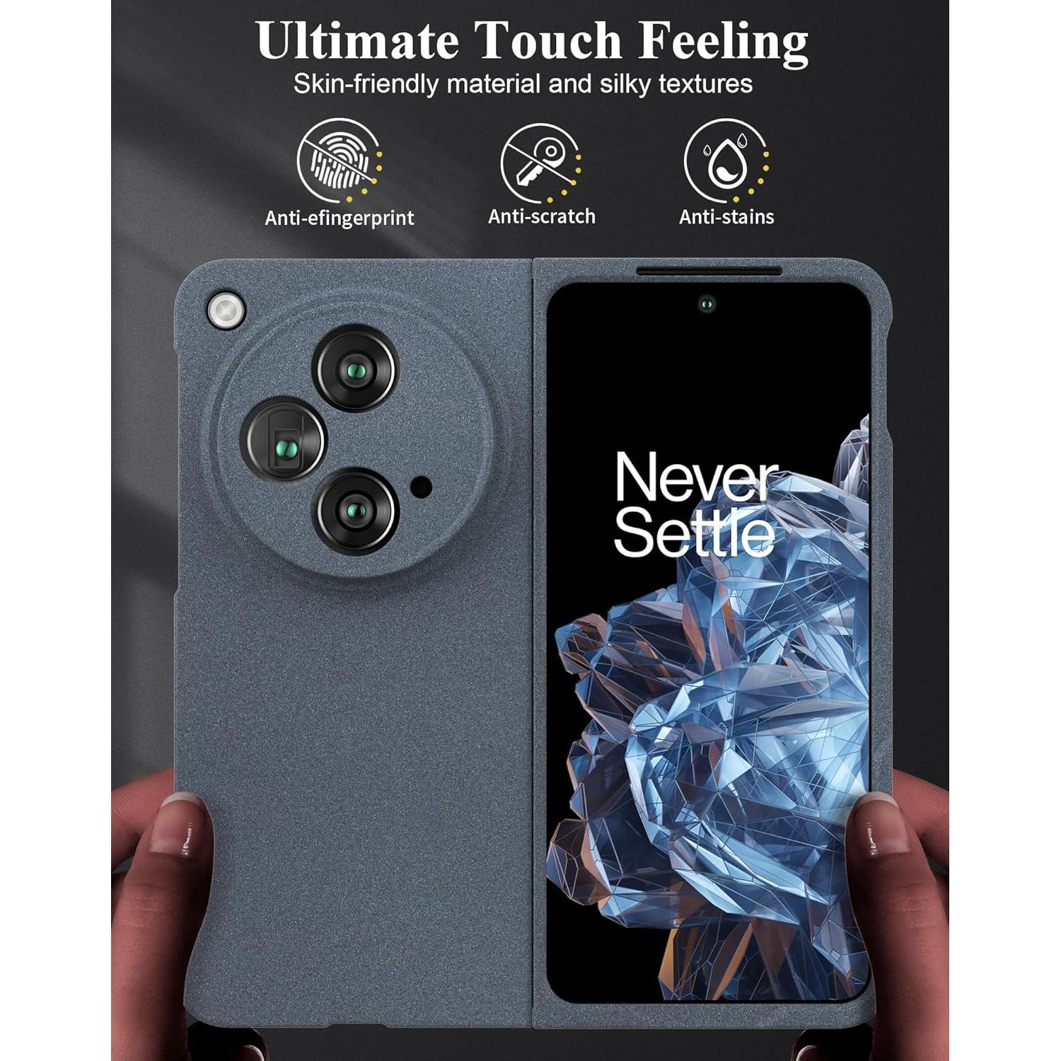 Funda Slim Fit Eastcoo para OnePlus Open 5G - Gris, Carga Inalámbrica