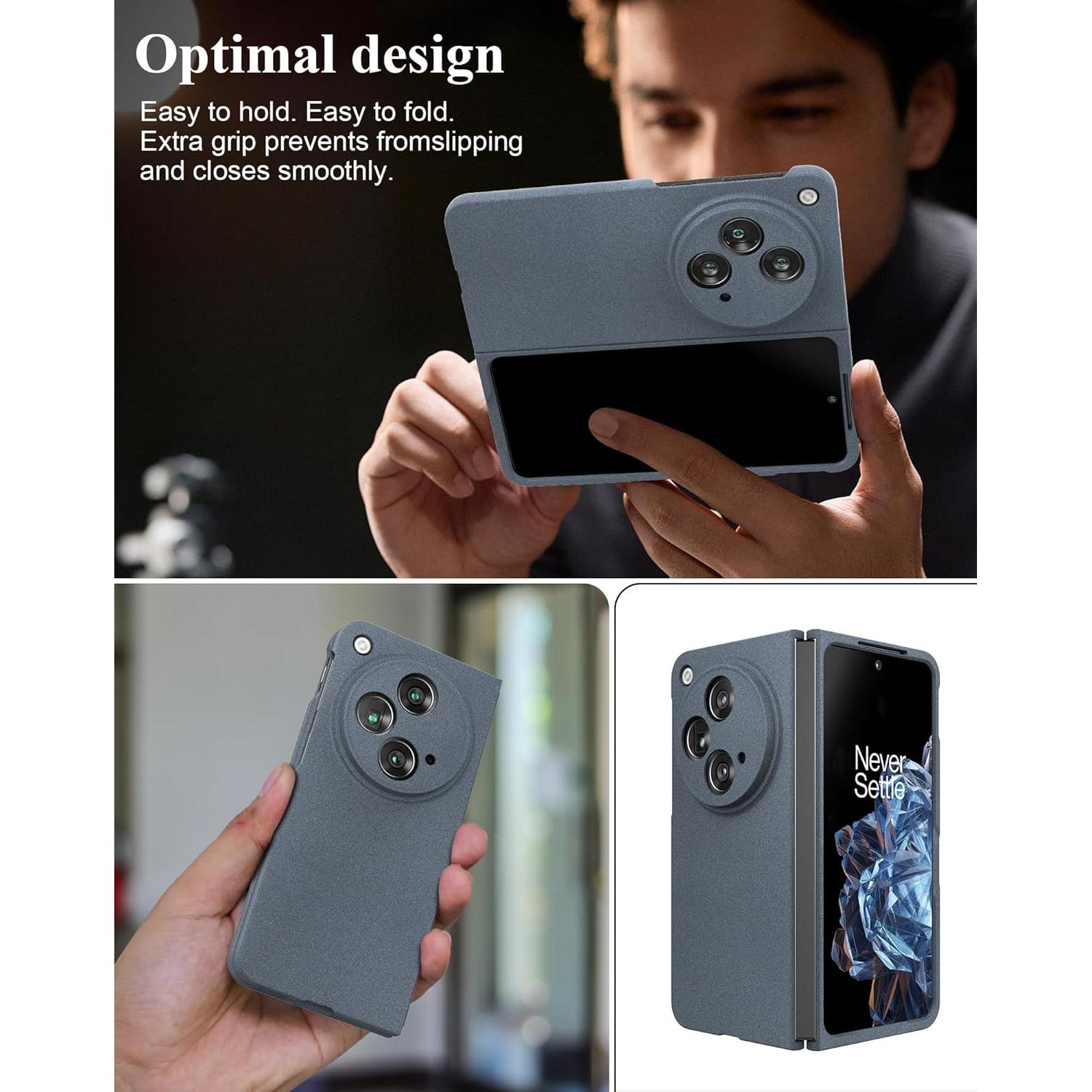 Funda Slim Fit Eastcoo para OnePlus Open 5G - Gris, Carga Inalámbrica