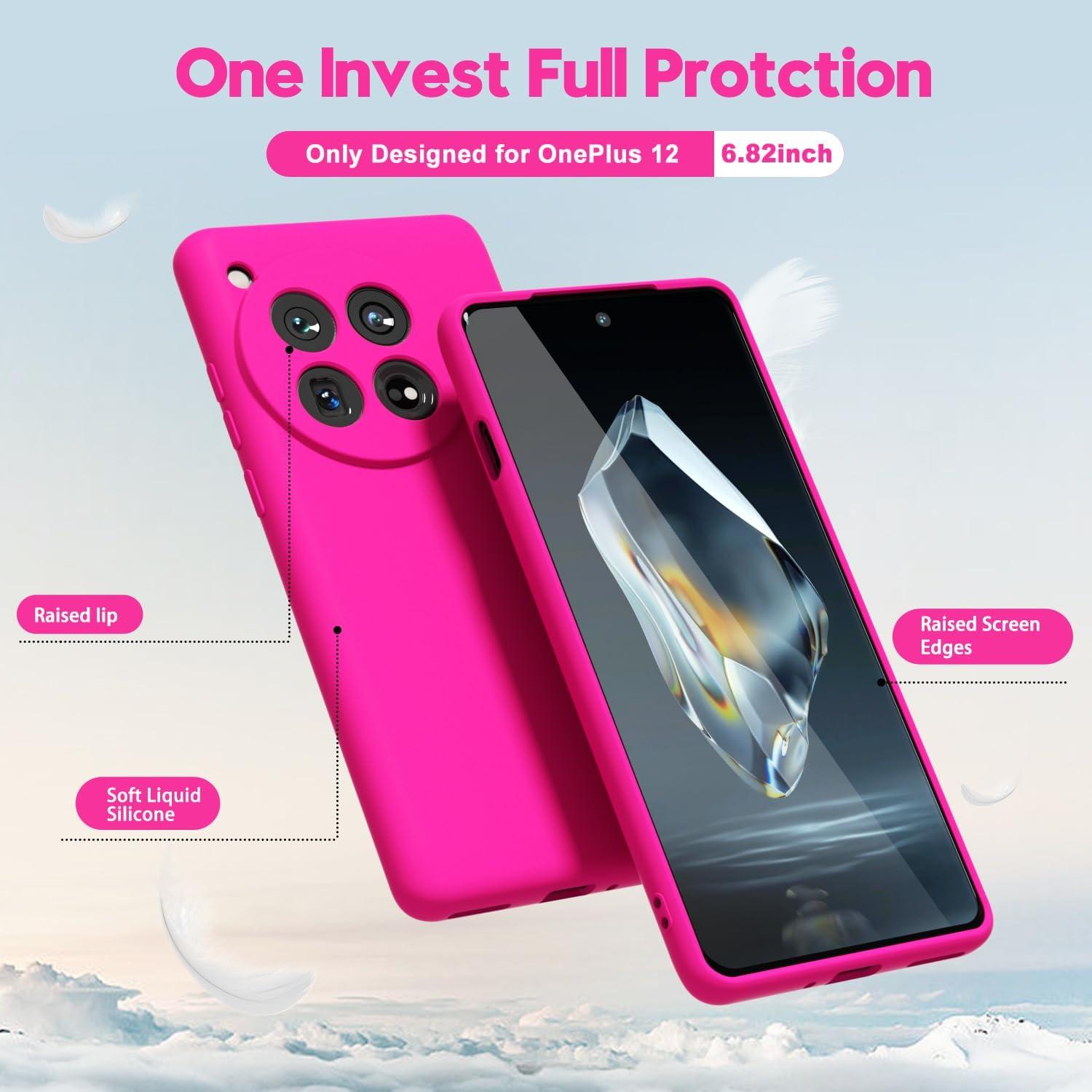 Funda de Teléfono Oakxco para Oneplus 12 Silicona Rosa Fucsia