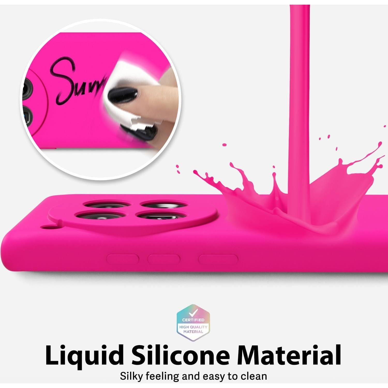 Funda de Teléfono Oakxco para Oneplus 12 Silicona Rosa Fucsia