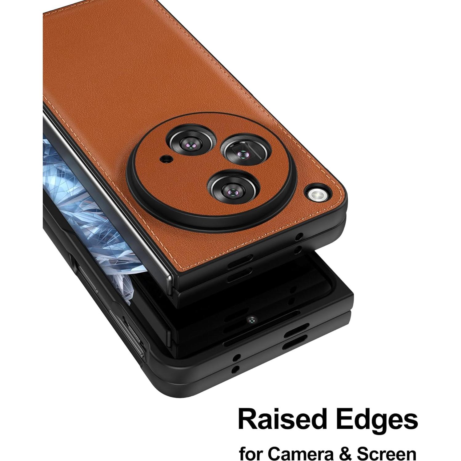 Funda de Cuero Genuino para OnePlus Open - Marrón