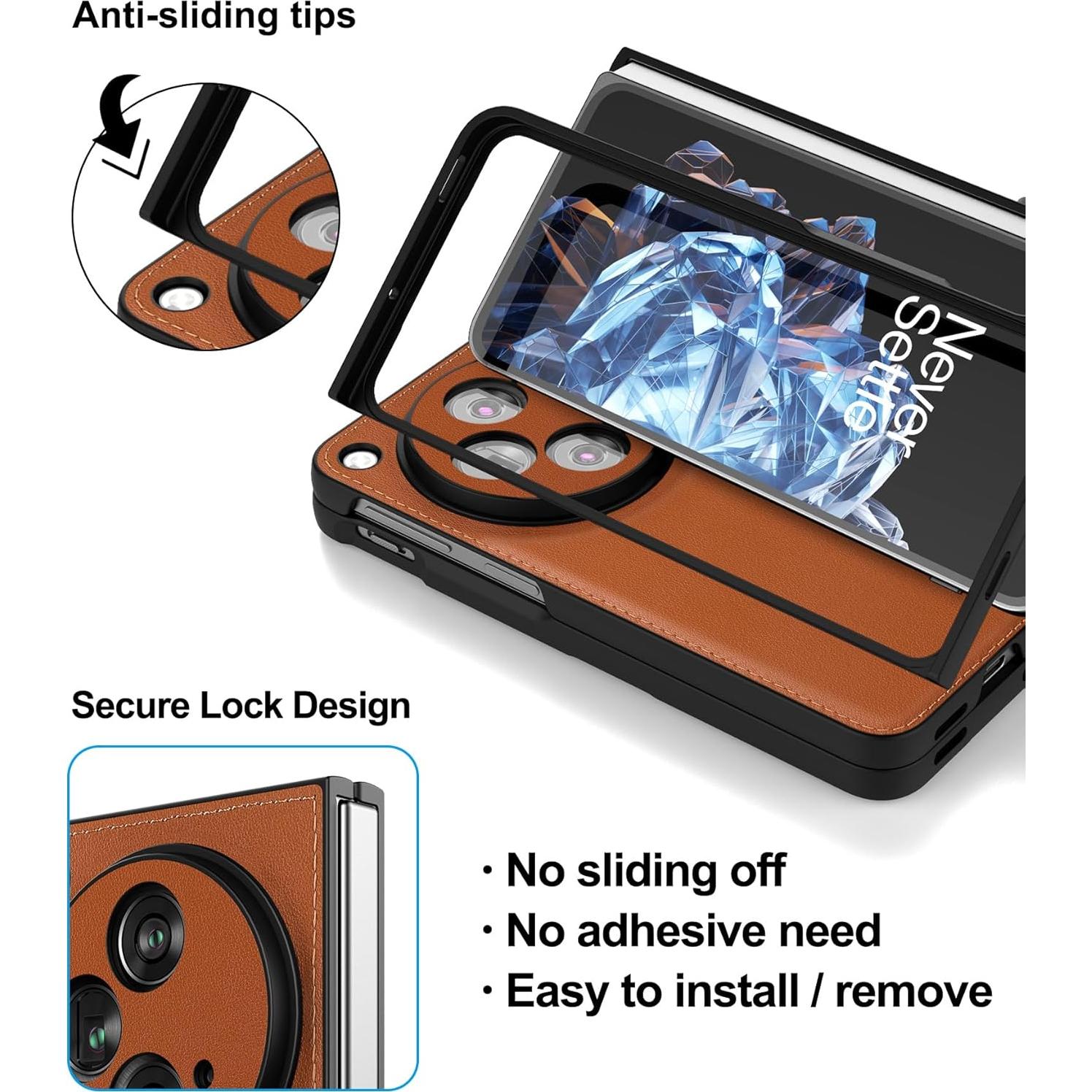 Funda de Cuero Genuino para OnePlus Open - Marrón