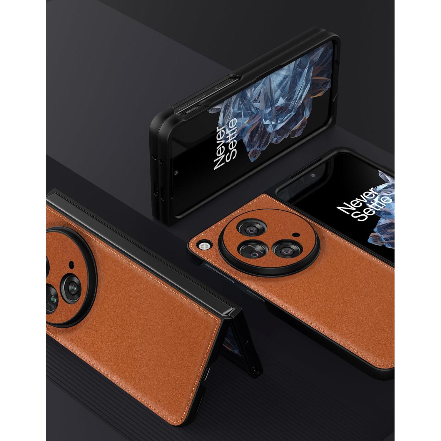 Funda de Cuero Genuino para OnePlus Open - Marrón