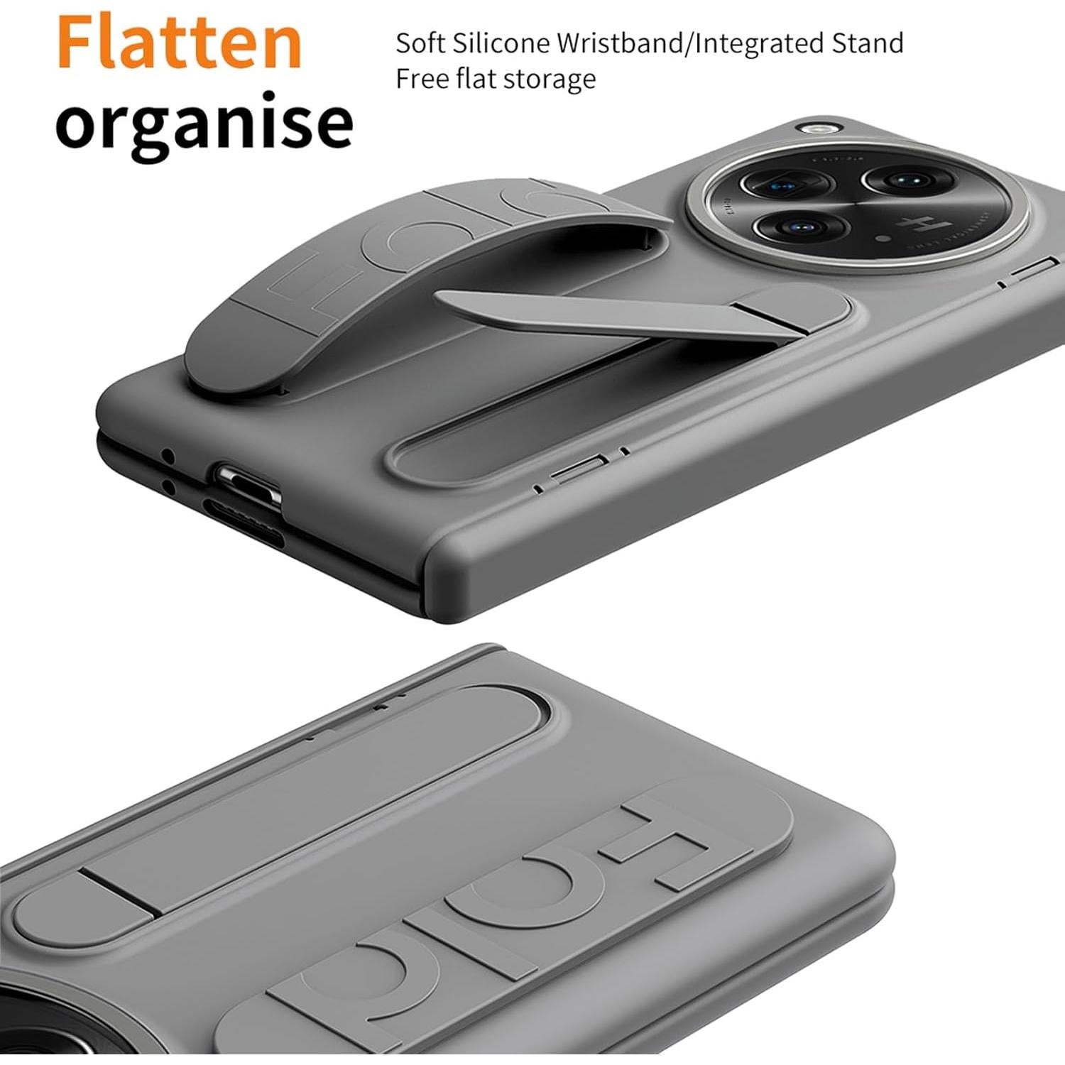 Funda OnePlus Open YQODSZ con Correa y Soporte Plegable Gris