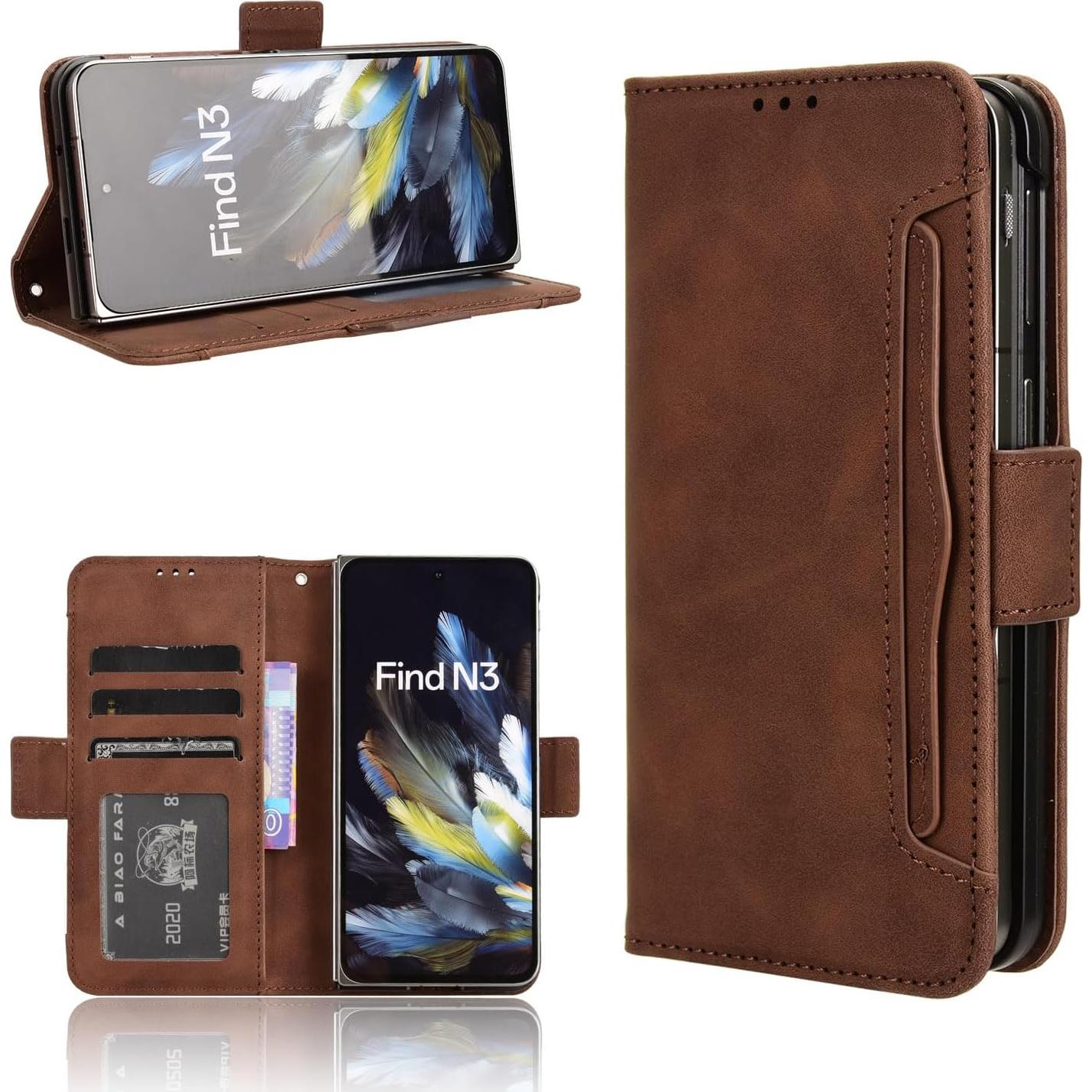 Funda de Cartera DAMONDY para OnePlus Open - Cuero PU Marrón