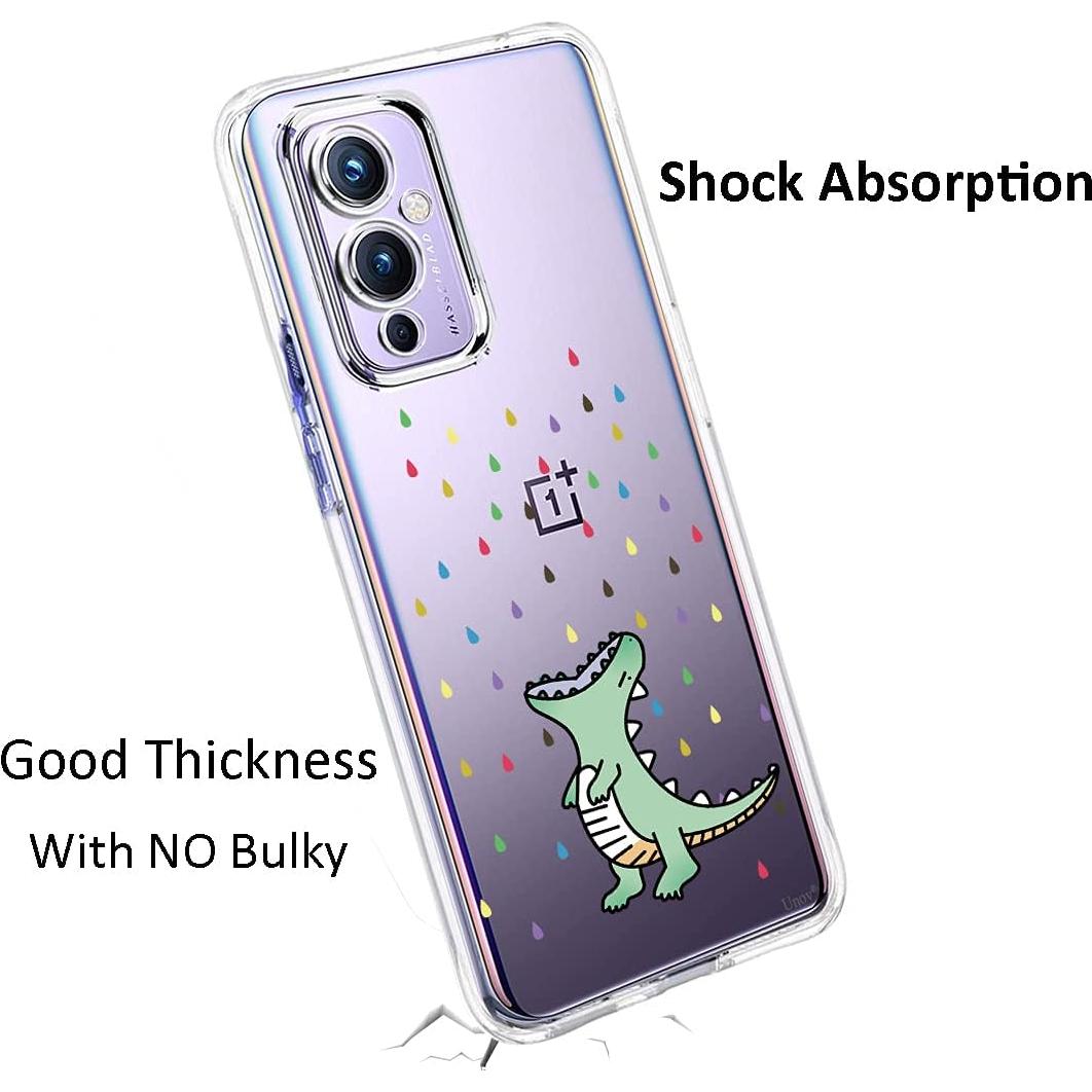 Funda Unov TPU Transparente para OnePlus 9 5G 6.5" Dinosaurio Arcoíris