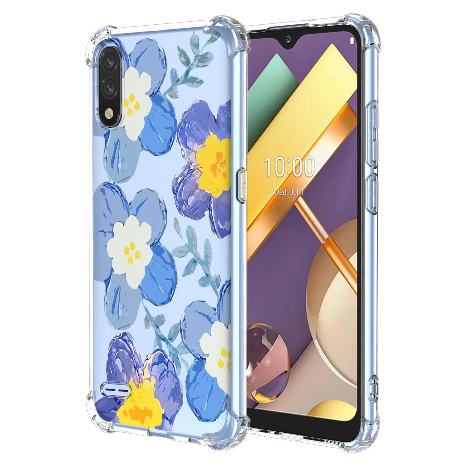Funda Protectora Floral Azul para LG K22 y K22 Plus