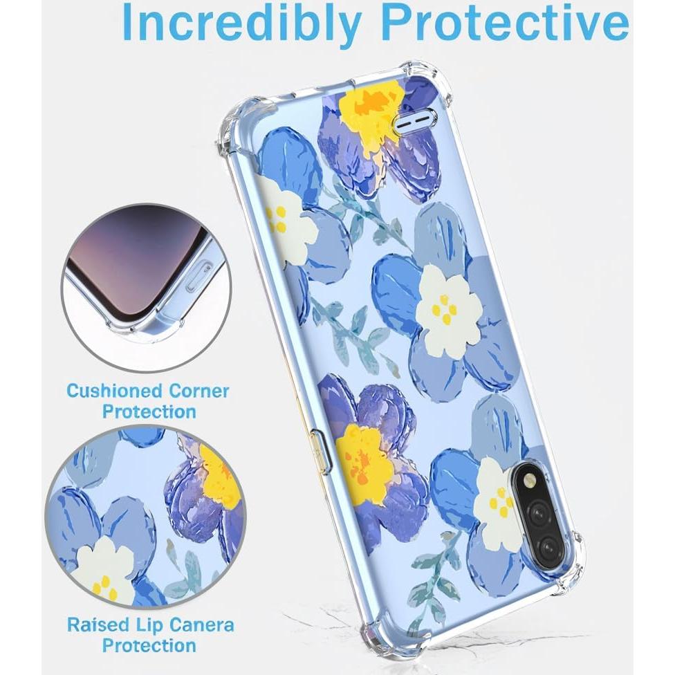 Funda Protectora Floral Azul para LG K22 y K22 Plus