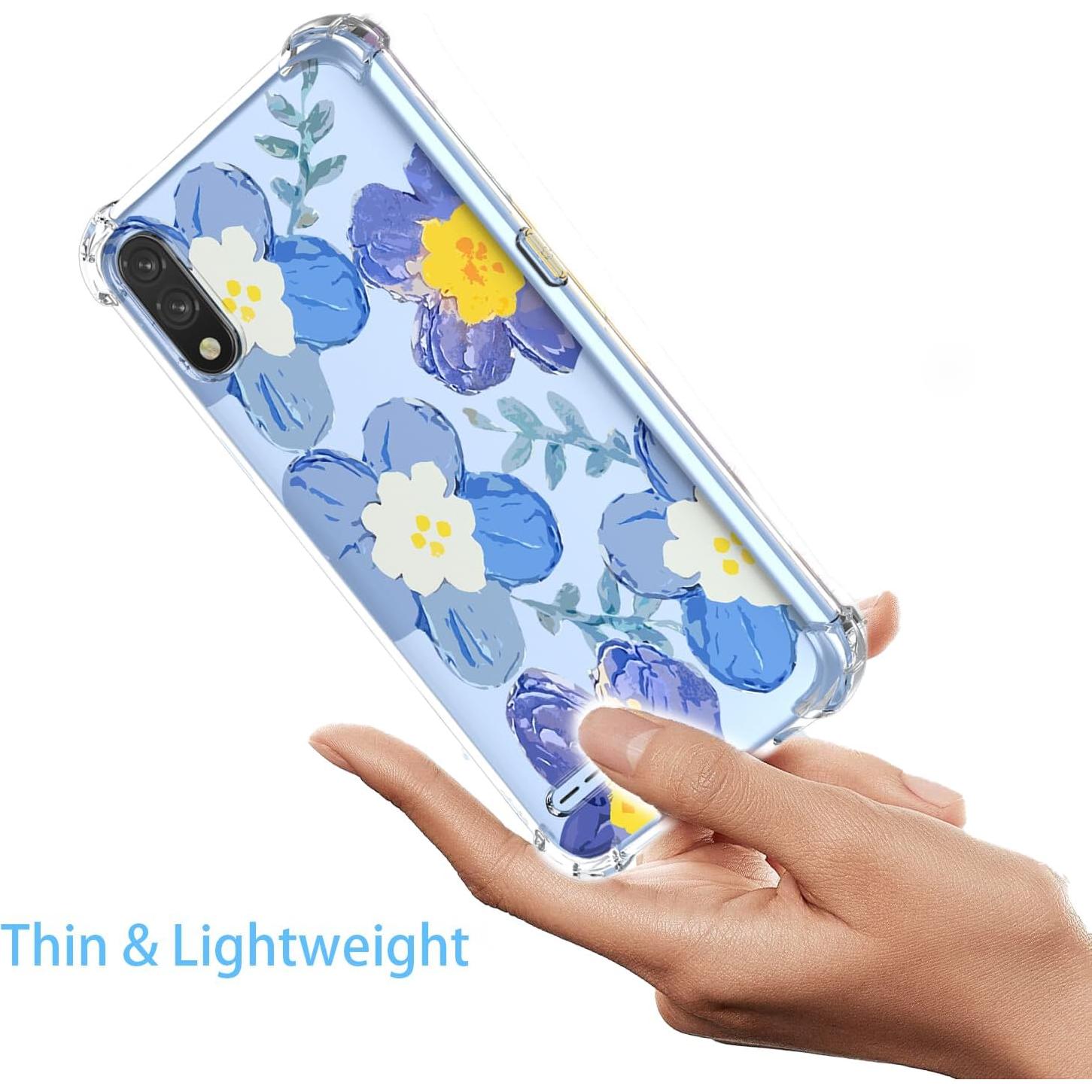Funda Protectora Floral Azul para LG K22 y K22 Plus