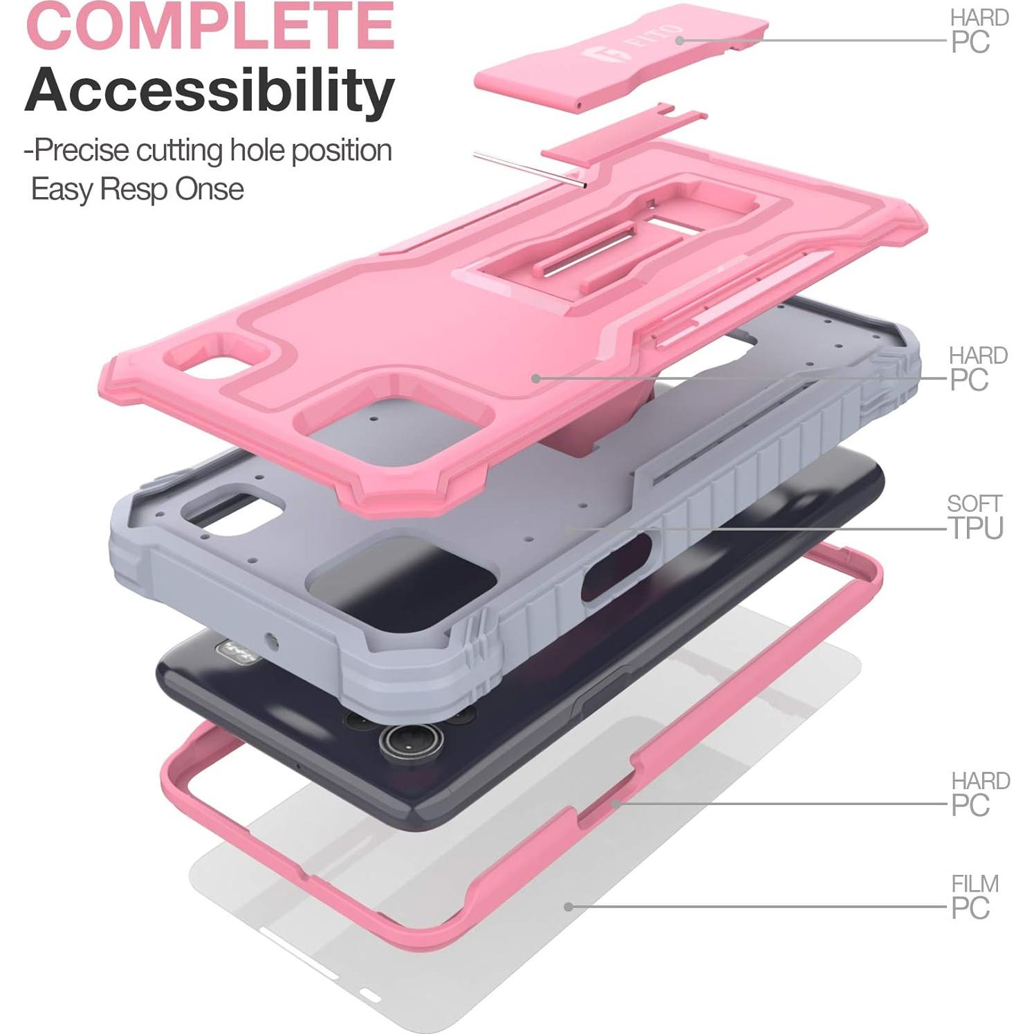 Funda Doble Capa FITO Rosa para LG K92 5G con Protector