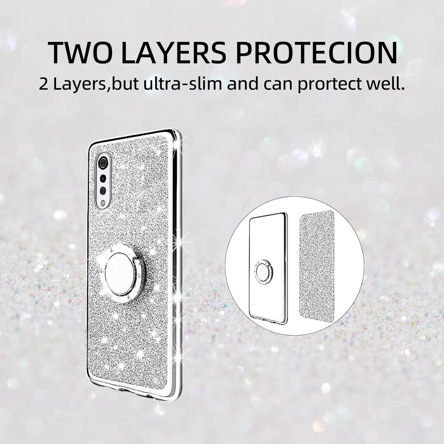 Funda Brillante para LG Velvet 5G - TPU con Soporte Anillo
