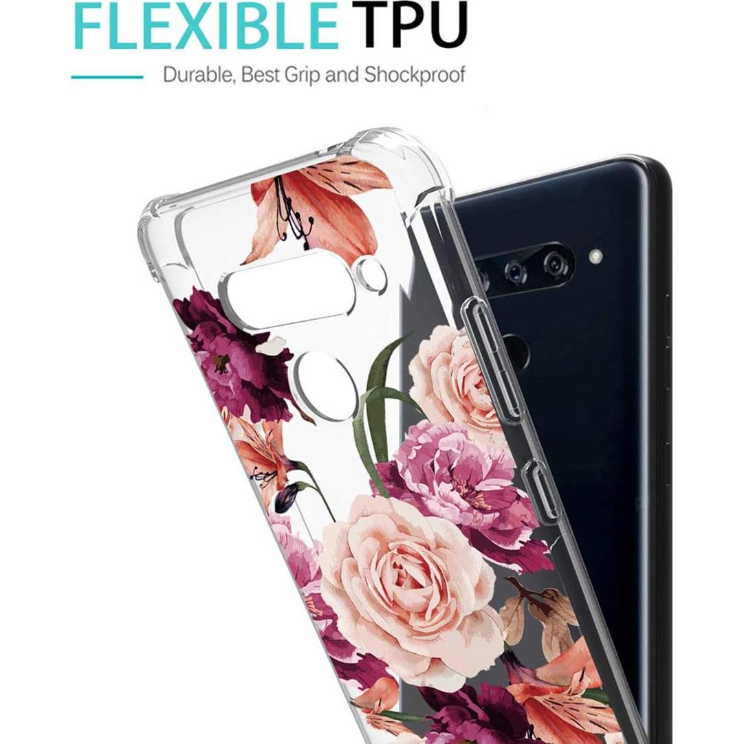 Funda Protectora TPU para LG V40 ThinQ Floral Morada