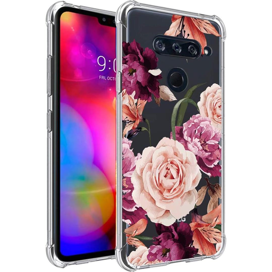 Funda Protectora TPU para LG V40 ThinQ Floral Morada