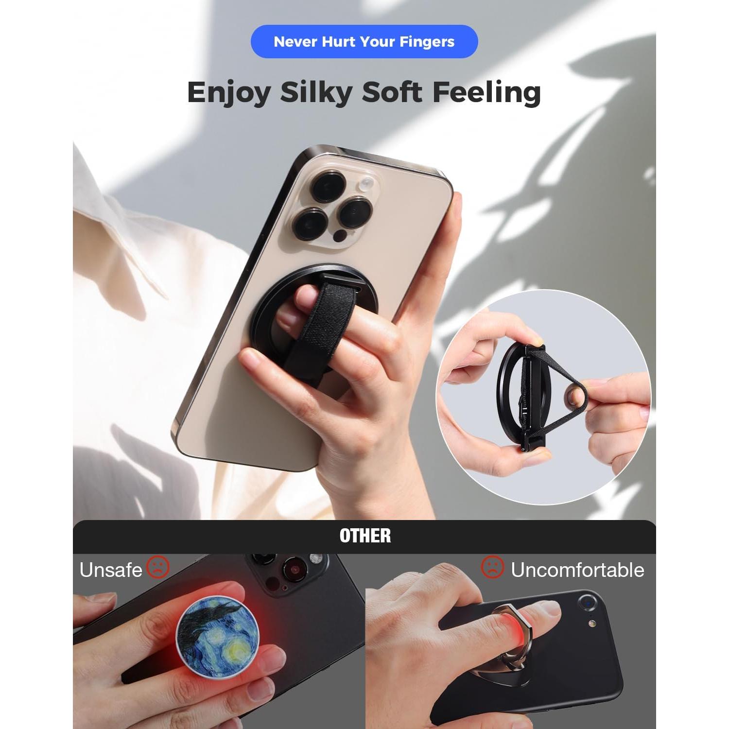 Soporte MagSafe SUPERONE con Correa para Dedo Negro