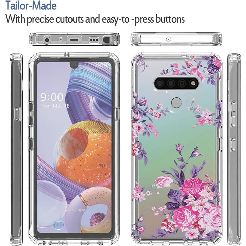 Funda protectora LG Stylo 6 Sidande, floral, TPU, clara