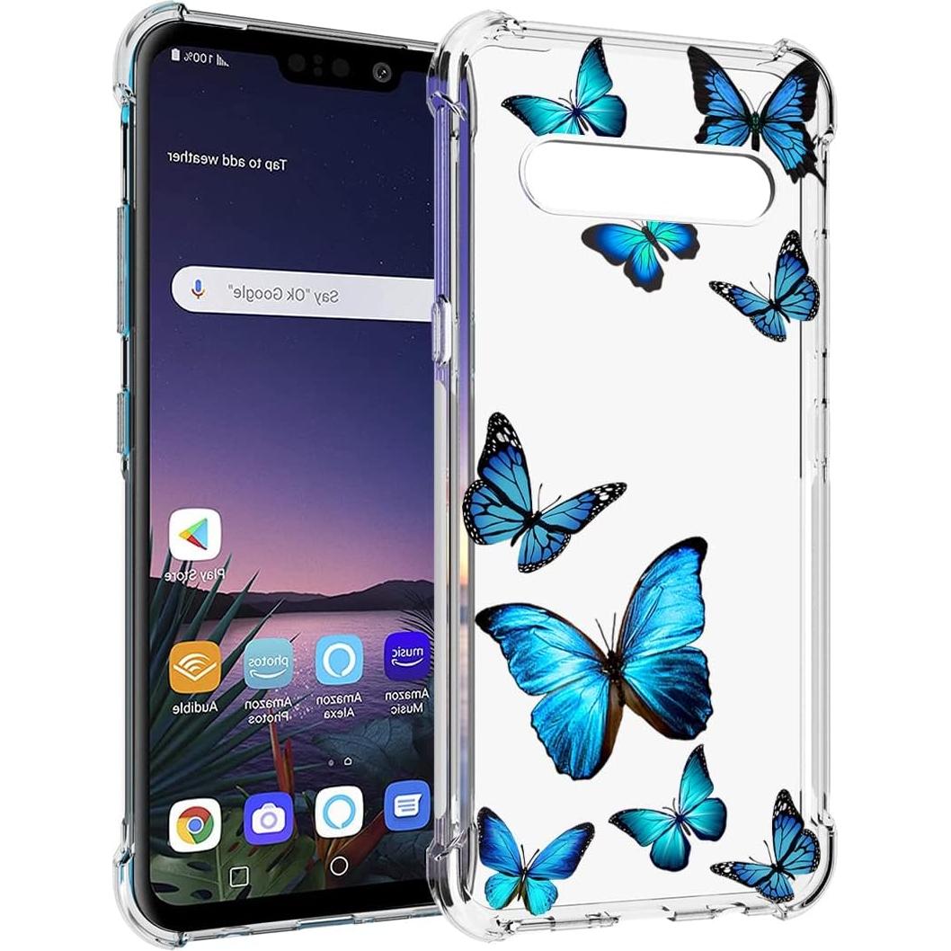 Funda Protectora LG V60 ThinQ 5G TPU Mariposa Azul Ultra Delgado